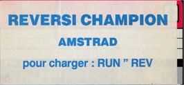 Top of cartridge artwork for Reversi Champion on the Amstrad CPC.