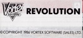 Top of cartridge artwork for Revolution on the Amstrad CPC.