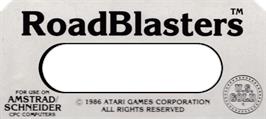 Top of cartridge artwork for Road Blasters on the Amstrad CPC.
