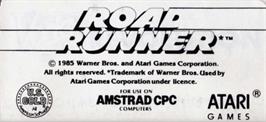 Top of cartridge artwork for Road Runner And Wile E. Coyote on the Amstrad CPC.
