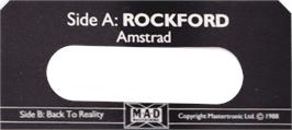 Top of cartridge artwork for Rockford: The Arcade Game on the Amstrad CPC.