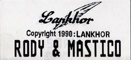Top of cartridge artwork for Rody And Mastico on the Amstrad CPC.
