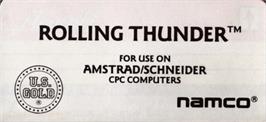 Top of cartridge artwork for Rolling Thunder on the Amstrad CPC.
