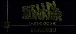 Top of cartridge artwork for S.T.U.N. Runner on the Amstrad CPC.