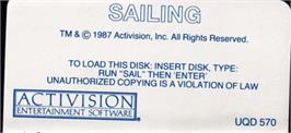 Top of cartridge artwork for Sailing on the Amstrad CPC.