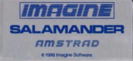 Top of cartridge artwork for Salamander on the Amstrad CPC.
