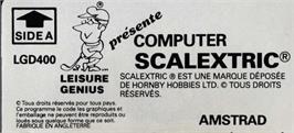 Top of cartridge artwork for Scalextric on the Amstrad CPC.