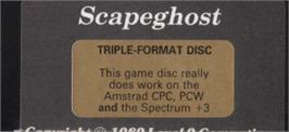 Top of cartridge artwork for Scapeghost on the Amstrad CPC.