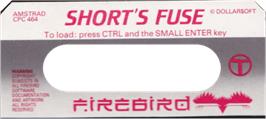 Top of cartridge artwork for Short's Fuse on the Amstrad CPC.