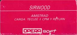 Top of cartridge artwork for Sirwood on the Amstrad CPC.