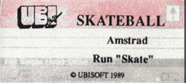Top of cartridge artwork for Skateball on the Amstrad CPC.
