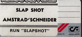 Top of cartridge artwork for Slapshot on the Amstrad CPC.