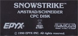 Top of cartridge artwork for Snow Strike on the Amstrad CPC.