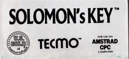 Top of cartridge artwork for Solomon's Key on the Amstrad CPC.