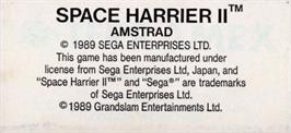 Top of cartridge artwork for Space Harrier 2 on the Amstrad CPC.