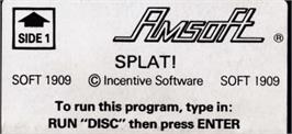 Top of cartridge artwork for Splat! on the Amstrad CPC.
