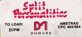 Top of cartridge artwork for Split Personalities on the Amstrad CPC.