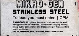 Top of cartridge artwork for Stainless Steel on the Amstrad CPC.