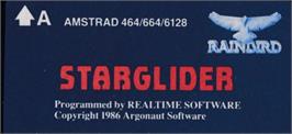 Top of cartridge artwork for Starglider on the Amstrad CPC.