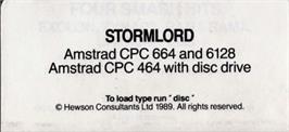 Top of cartridge artwork for Stormlord on the Amstrad CPC.