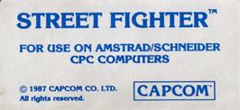 Top of cartridge artwork for Street Fighter on the Amstrad CPC.