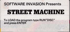 Top of cartridge artwork for Street Machine on the Amstrad CPC.