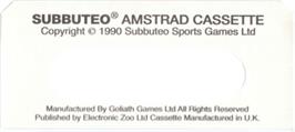 Top of cartridge artwork for Subbuteo: The Computer Game on the Amstrad CPC.