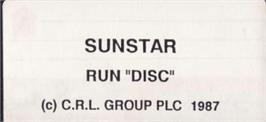 Top of cartridge artwork for Sun Star on the Amstrad CPC.
