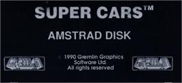 Top of cartridge artwork for Super Cars on the Amstrad CPC.