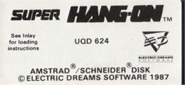 Top of cartridge artwork for Super Hang-On on the Amstrad CPC.