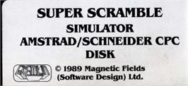 Top of cartridge artwork for Super Scramble Simulator on the Amstrad CPC.