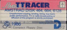 Top of cartridge artwork for TT Racer on the Amstrad CPC.