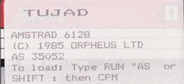 Top of cartridge artwork for TUJAD on the Amstrad CPC.