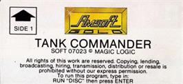 Top of cartridge artwork for Tank Command on the Amstrad CPC.