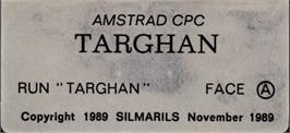 Top of cartridge artwork for Targhan on the Amstrad CPC.