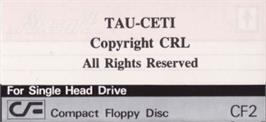 Top of cartridge artwork for Tau Ceti on the Amstrad CPC.