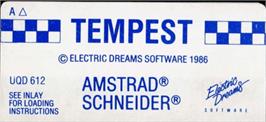 Top of cartridge artwork for Tempest on the Amstrad CPC.