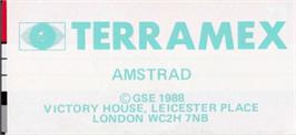Top of cartridge artwork for Terramex on the Amstrad CPC.
