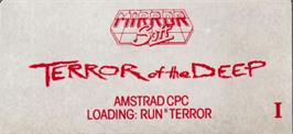 Top of cartridge artwork for Terror Of The Deep on the Amstrad CPC.