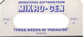 Top of cartridge artwork for Three Weeks in Paradise on the Amstrad CPC.