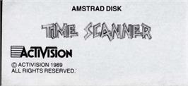 Top of cartridge artwork for Time Scanner on the Amstrad CPC.