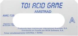 Top of cartridge artwork for Toi Acid Game on the Amstrad CPC.