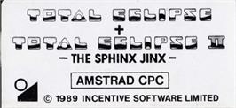 Top of cartridge artwork for Total Eclipse 2 - The Sphinx Jinx on the Amstrad CPC.