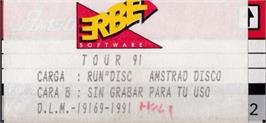 Top of cartridge artwork for Tour 91 on the Amstrad CPC.