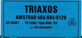 Top of cartridge artwork for Triaxos on the Amstrad CPC.