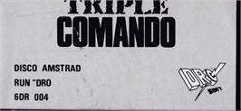 Top of cartridge artwork for Triple Comando on the Amstrad CPC.