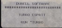 Top of cartridge artwork for Turbo Esprit on the Amstrad CPC.
