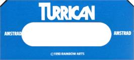Top of cartridge artwork for Turrican on the Amstrad CPC.