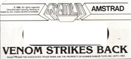 Top of cartridge artwork for VENOM Strikes Back on the Amstrad CPC.