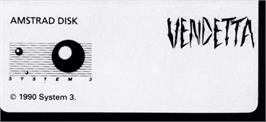 Top of cartridge artwork for Vendetta on the Amstrad CPC.